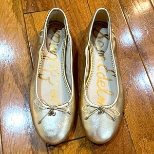 Sam Edelman Felicia Classic Ballet Flat, Size 8M, Gold, New Without Box